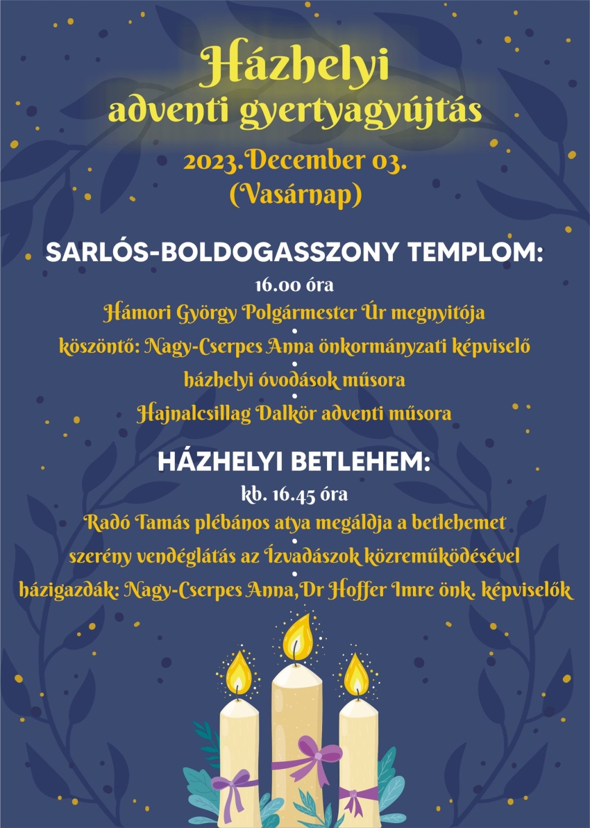 Adventi gyertyagyújtás a Házhelyben